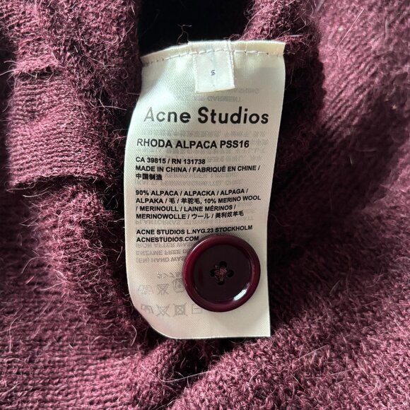 SzS Acne Studios Rhoda Alpaca Unisex Long Aubergine Cardigan – NWOT Oversized - Picture 10 of 11